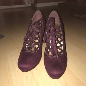Burgundy strapping heels