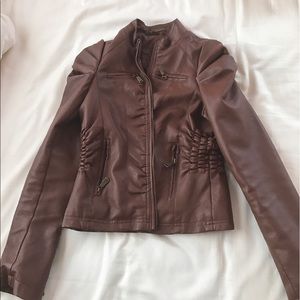 Brown faux-leather jacket