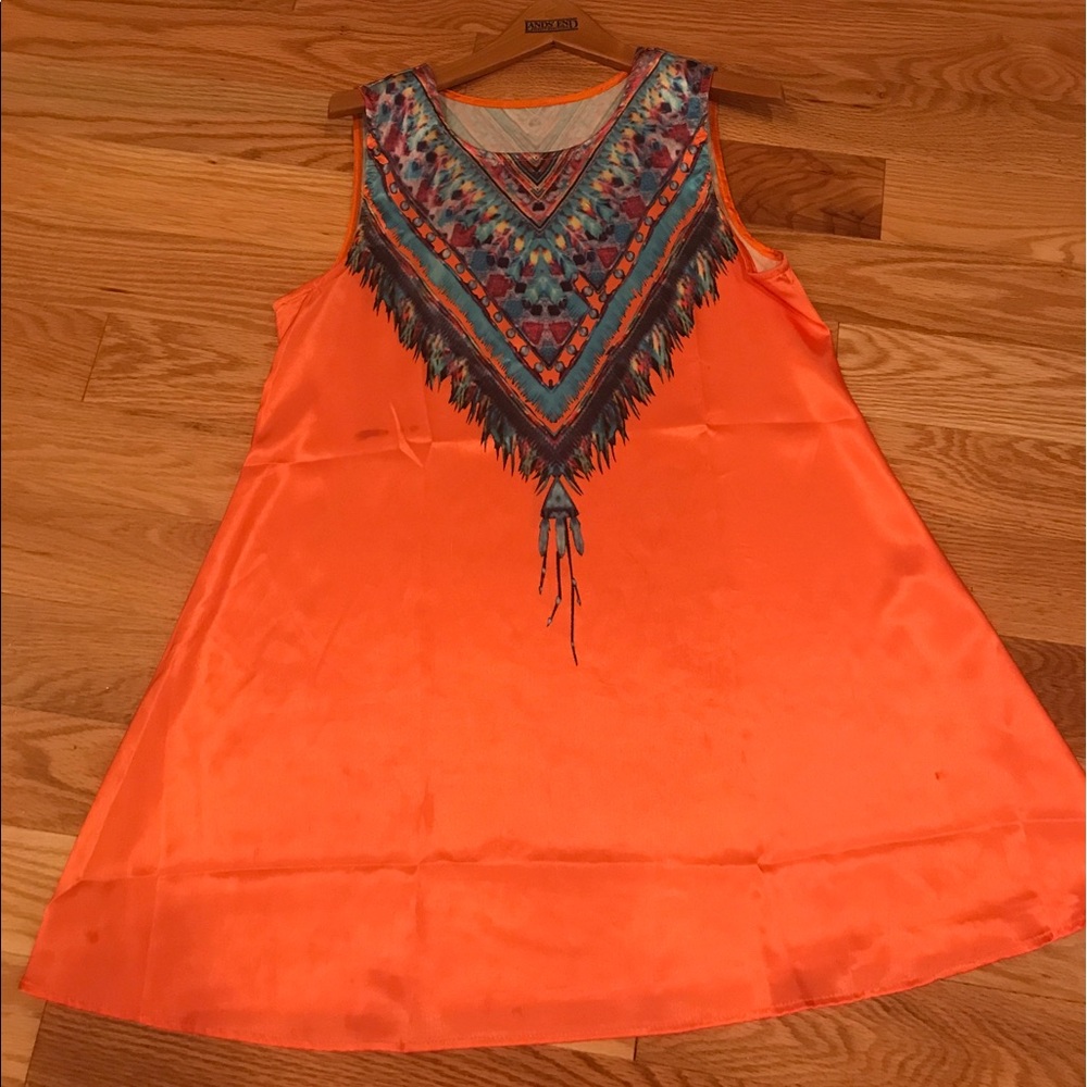 ⭐️ Orange satin mini dress tunic size M