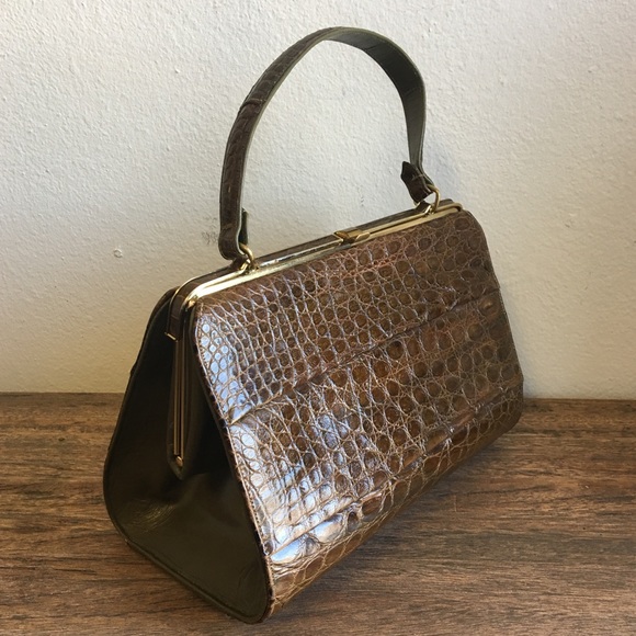 Andrew Geller Vintage Alligator Satchel Handbag - Picture 2 of 7