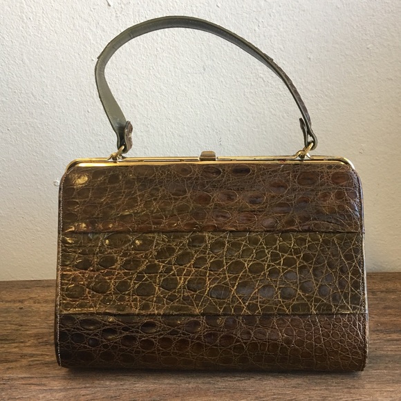 Andrew Geller Vintage Alligator Satchel Handbag - Picture 4 of 7