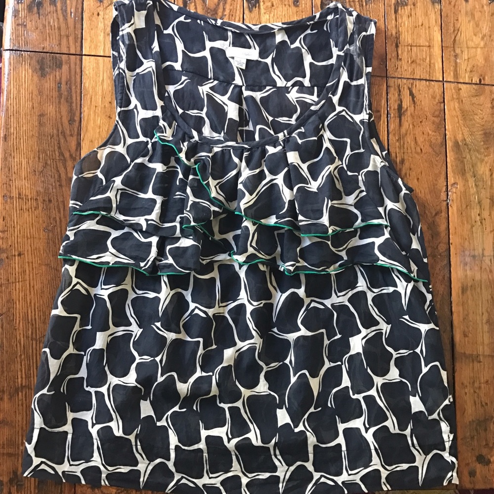 ANTHROPOLOGIE: Odille Ruffle Geo Print Tank
