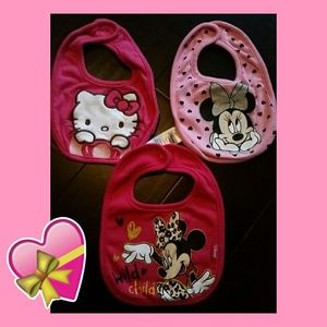 Bundle of three bibs for baby girl