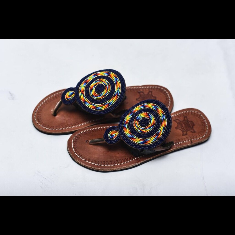 African print slippers