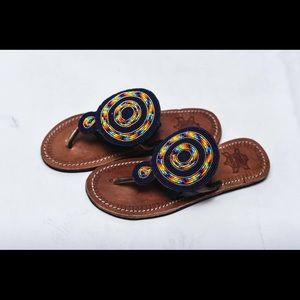 African print slippers