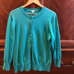 J Crew 3/4 length sleeve cardigan in turquoise
