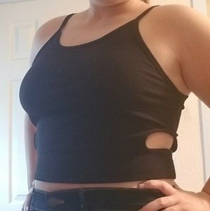 Black Crop Top w/ Cut Out