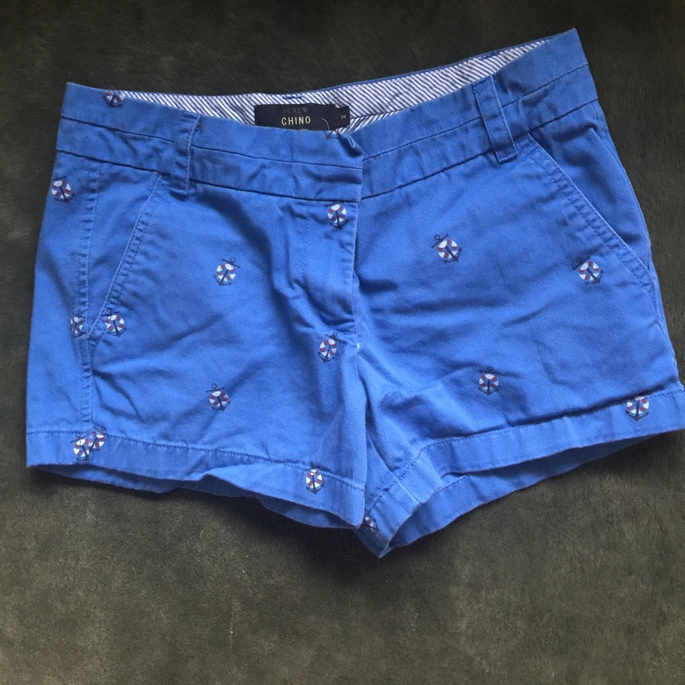 J. Crew Chino Shorts Nautical Blue w/Anchors