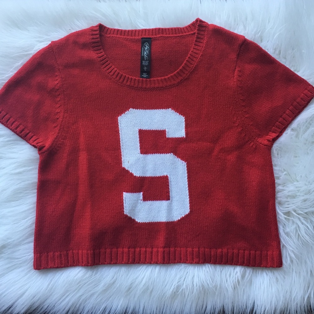 Red Cropped Sweat Shirt