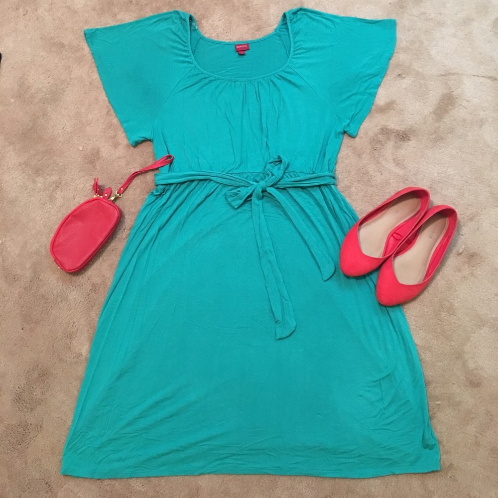 Teal Empire Waisted Dress