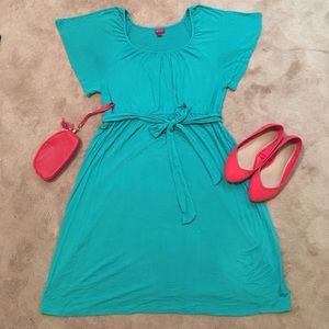 Teal Empire Waisted Dress