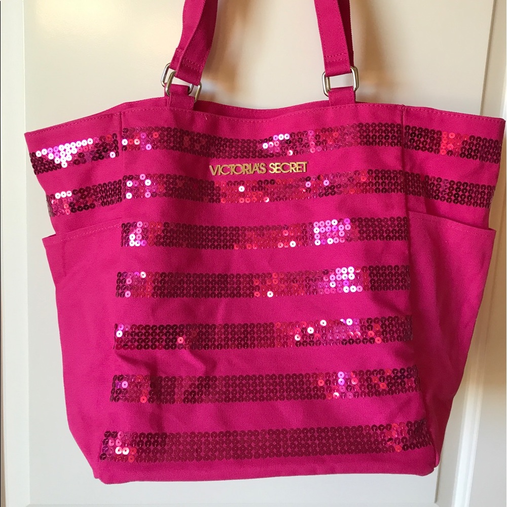 Victoria's Secret canvas sequined tote NWOT