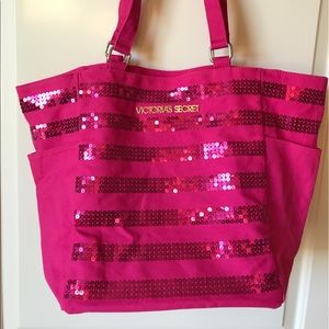 Victoria's Secret canvas sequined tote NWOT