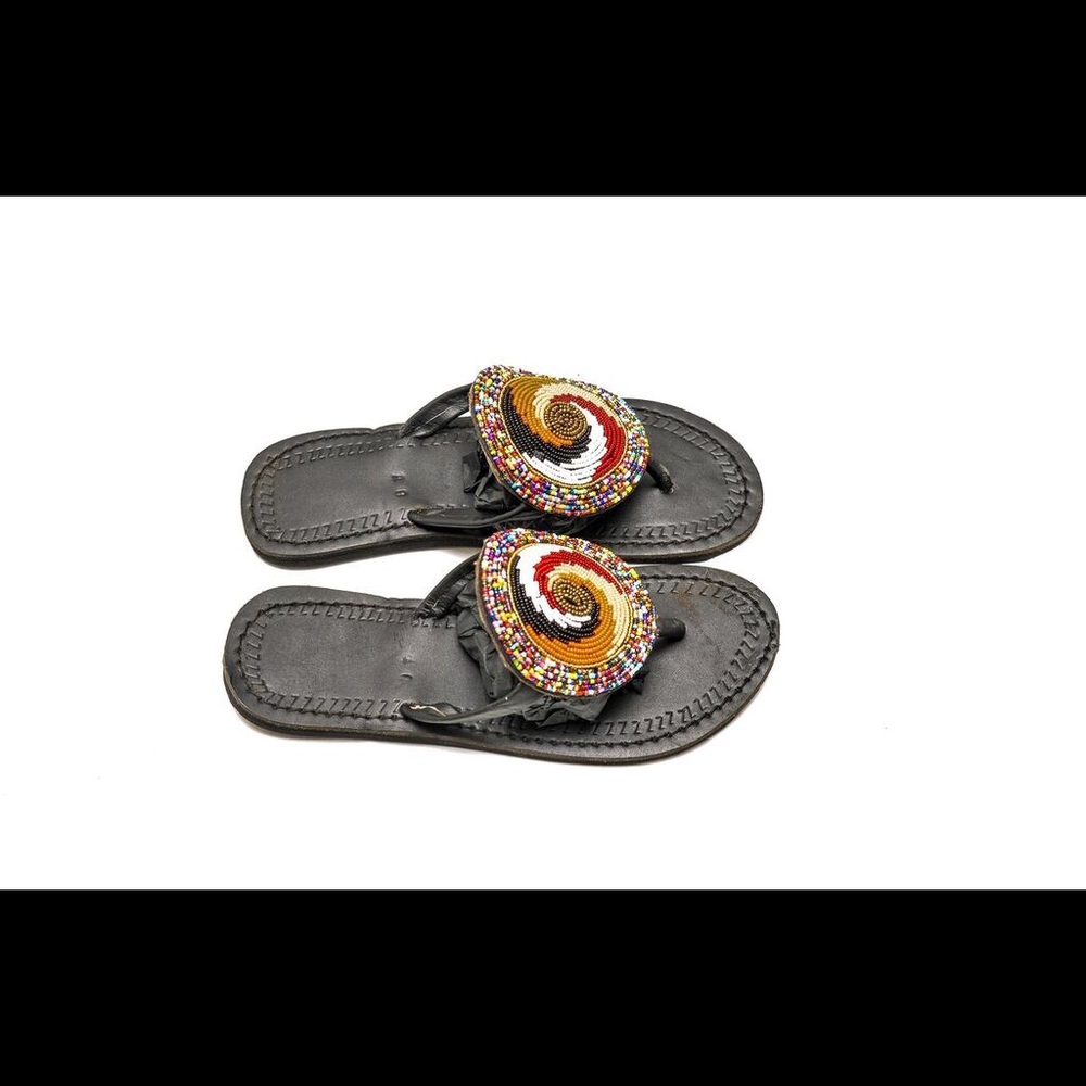 African print slippers