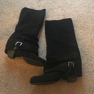 Suede Black Boots
