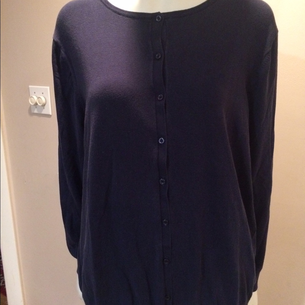 August Silk Woman 1X Blue Button up Cardigan