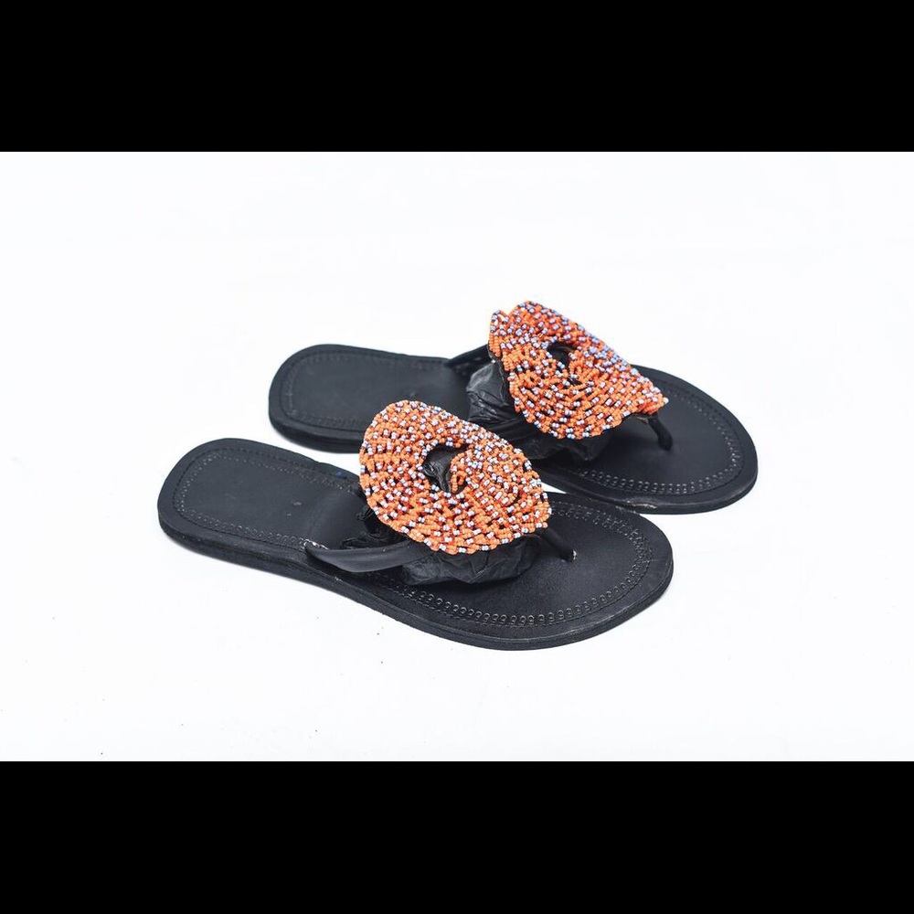 African print slippers