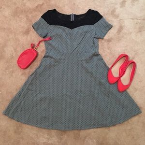 Grey and black polka dotted Skater Dress