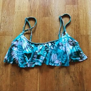 Palm Leaf Ruffle Bikini Top