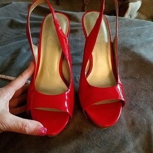 Spectacular red platform heels.