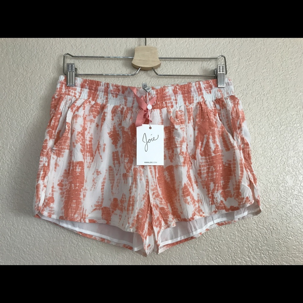 NWT joie silk drawstring orange shorts