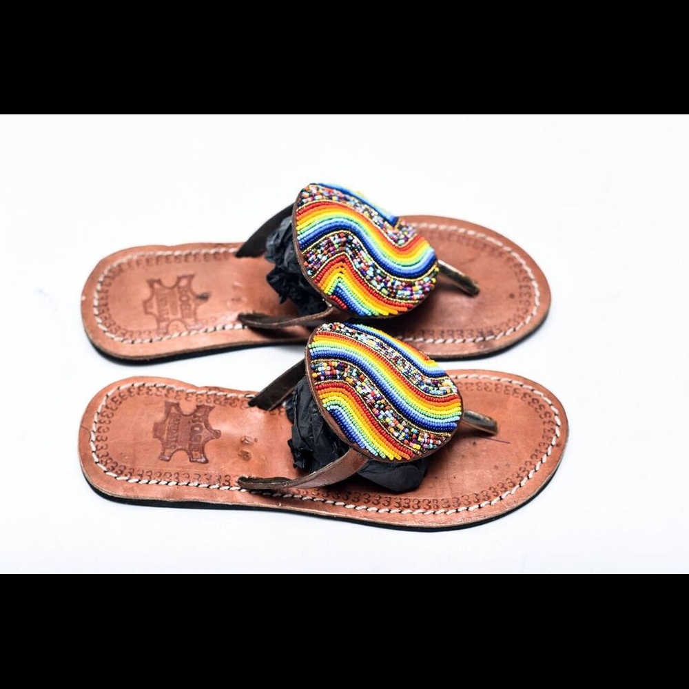 African print slippers