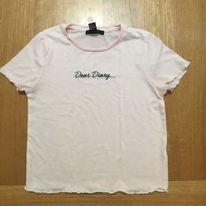 "Dear diary" light pink crop top