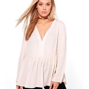 Boohoo plus flutter blouse