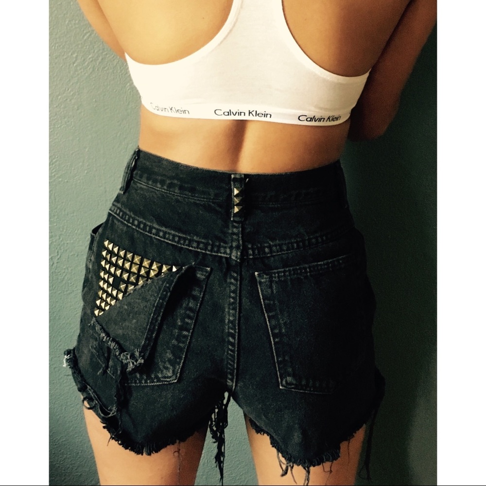 Vintage black denim shorts