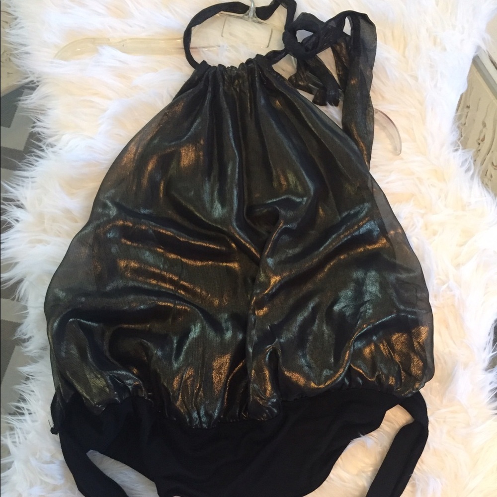 Black and gold halter top