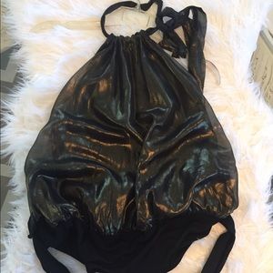 Black and gold halter top