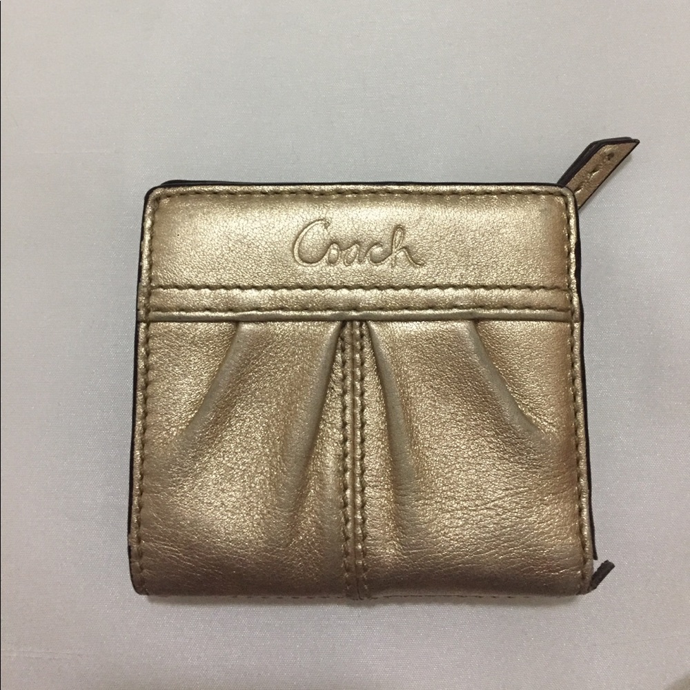 Authentic Gold Leather Coach Wallet