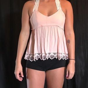Blush lace tank top