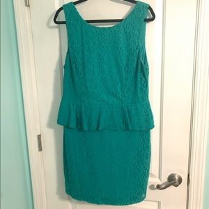 Teal Lace Peplum Dress