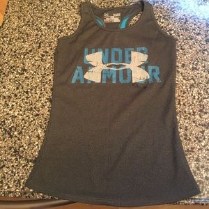 Under Armour tank gray, teal and white