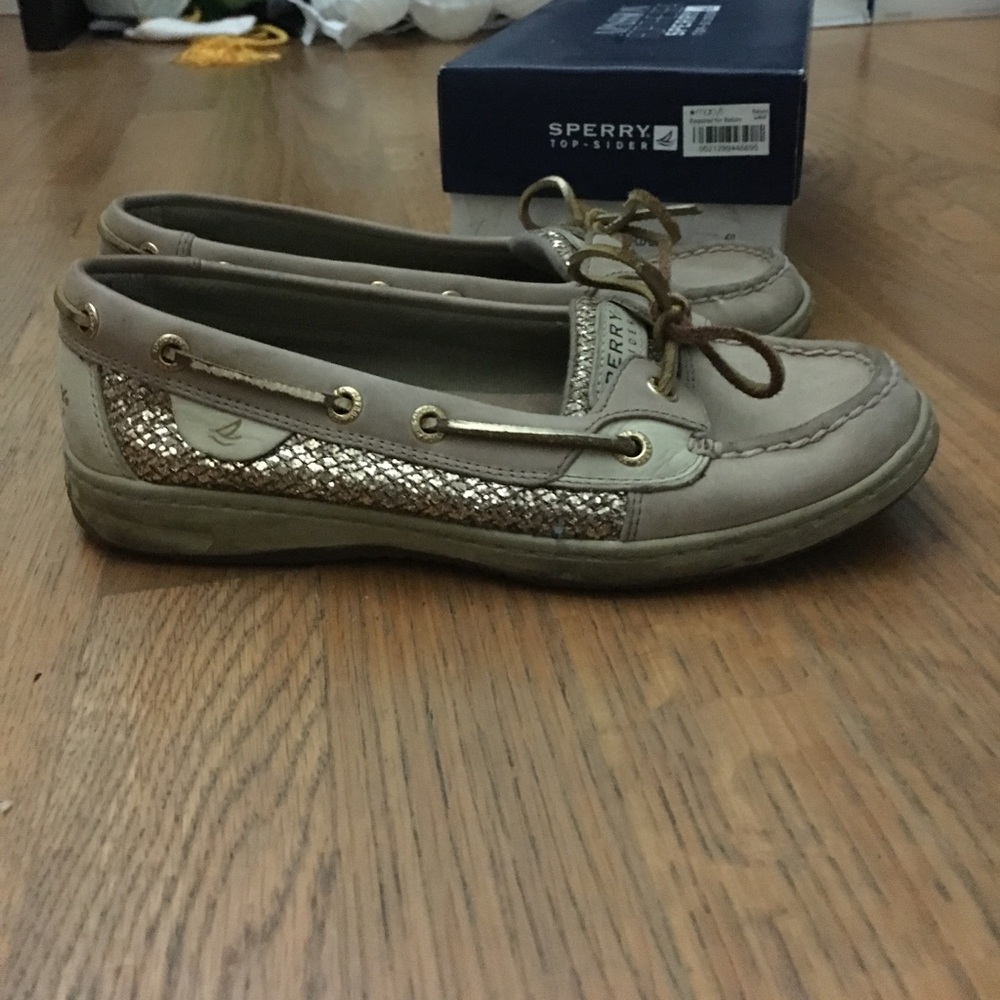 Size 7 Gold Sparkly Sperrys