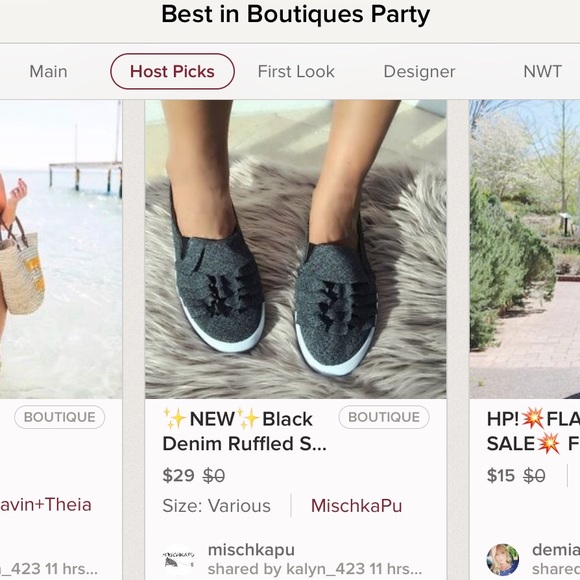 💝💕Last 1 {6}Black Denim Ruffled Slip-On Sneakers - Picture 3 of 6