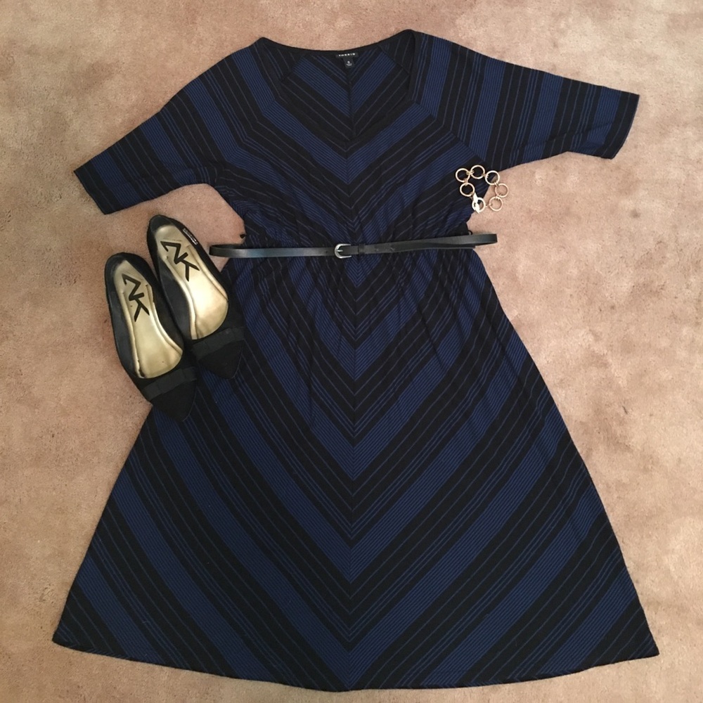 Cobalt Blue and Black Skater Dress