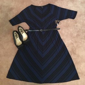 Cobalt Blue and Black Skater Dress