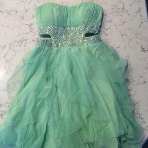 Aqua green formal dress