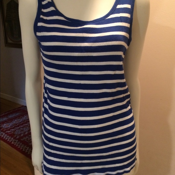 Sharp Gap XL long blue and white striped tank top - Picture 2 of 5