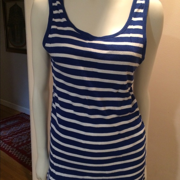 Sharp Gap XL long blue and white striped tank top - Picture 3 of 5