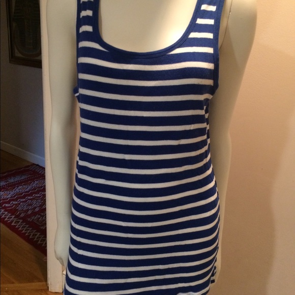 Sharp Gap XL long blue and white striped tank top - Picture 1 of 5