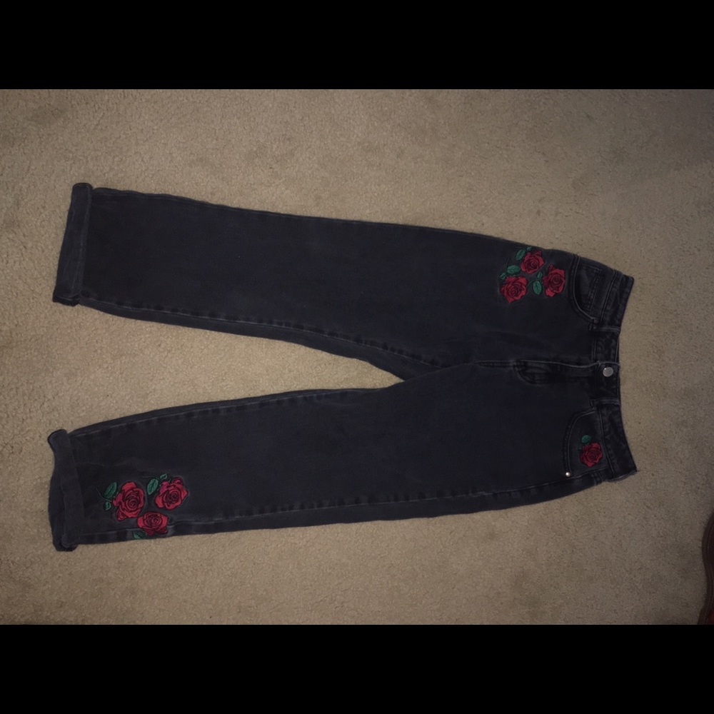 Kendall and Kylie Rose embroidered MOM JEANS