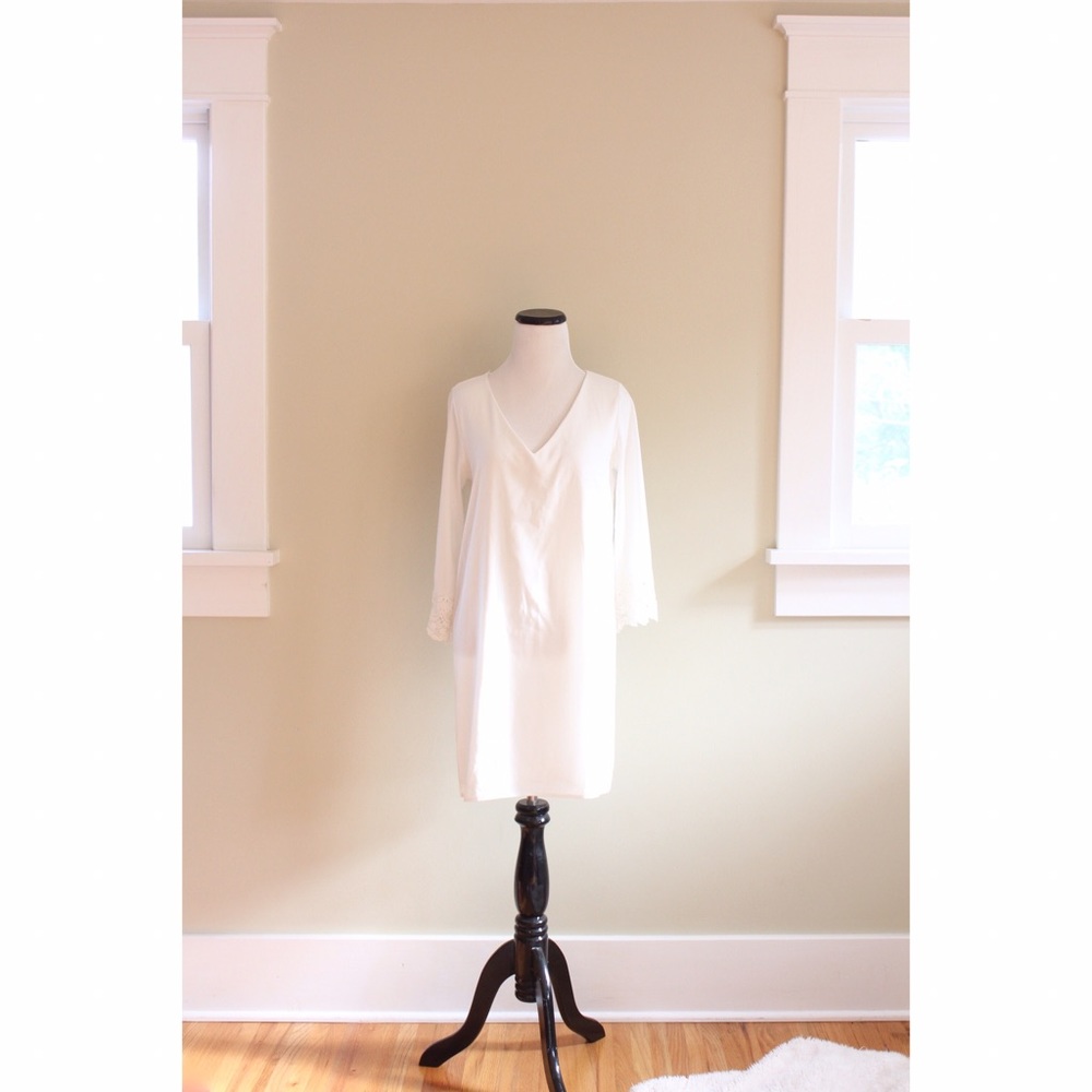 White Dress With Lace Sleeve