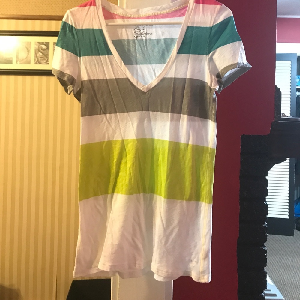 Striped V neck
