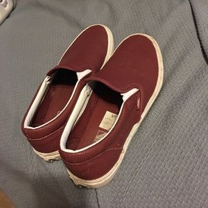 Maroon Leather Sllip-on Vans