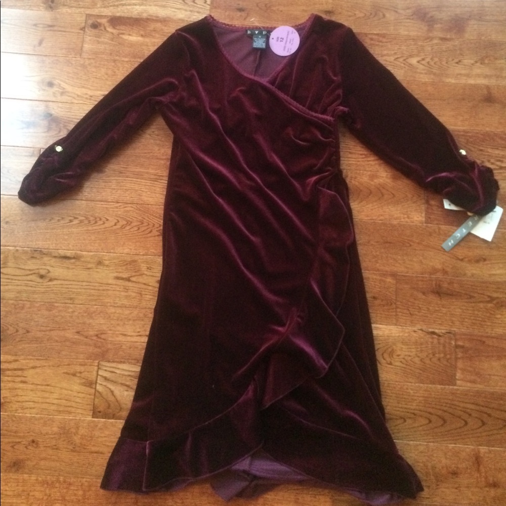 Purple-red Velvet Girls Dress