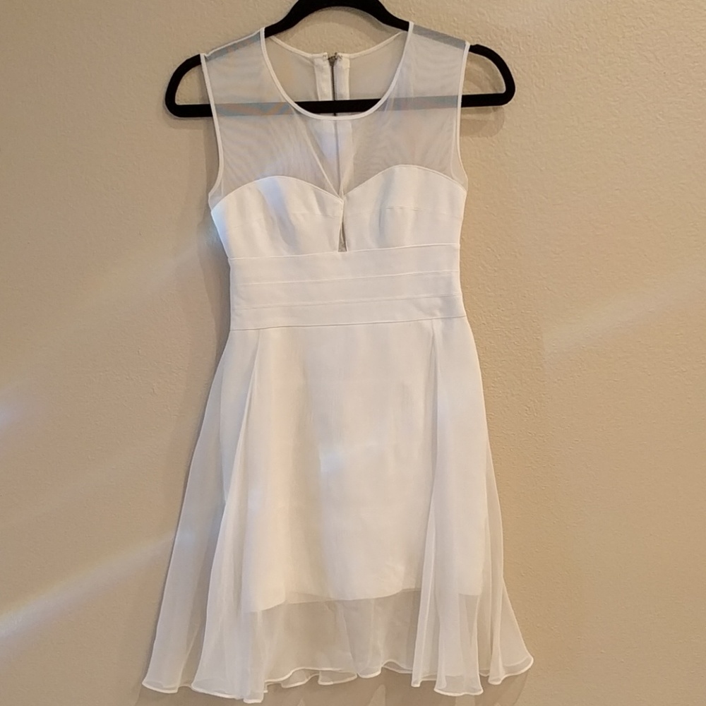 Bcbg white chiffon dress