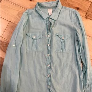 JCrew perfect shirt! Large, turquoise top!